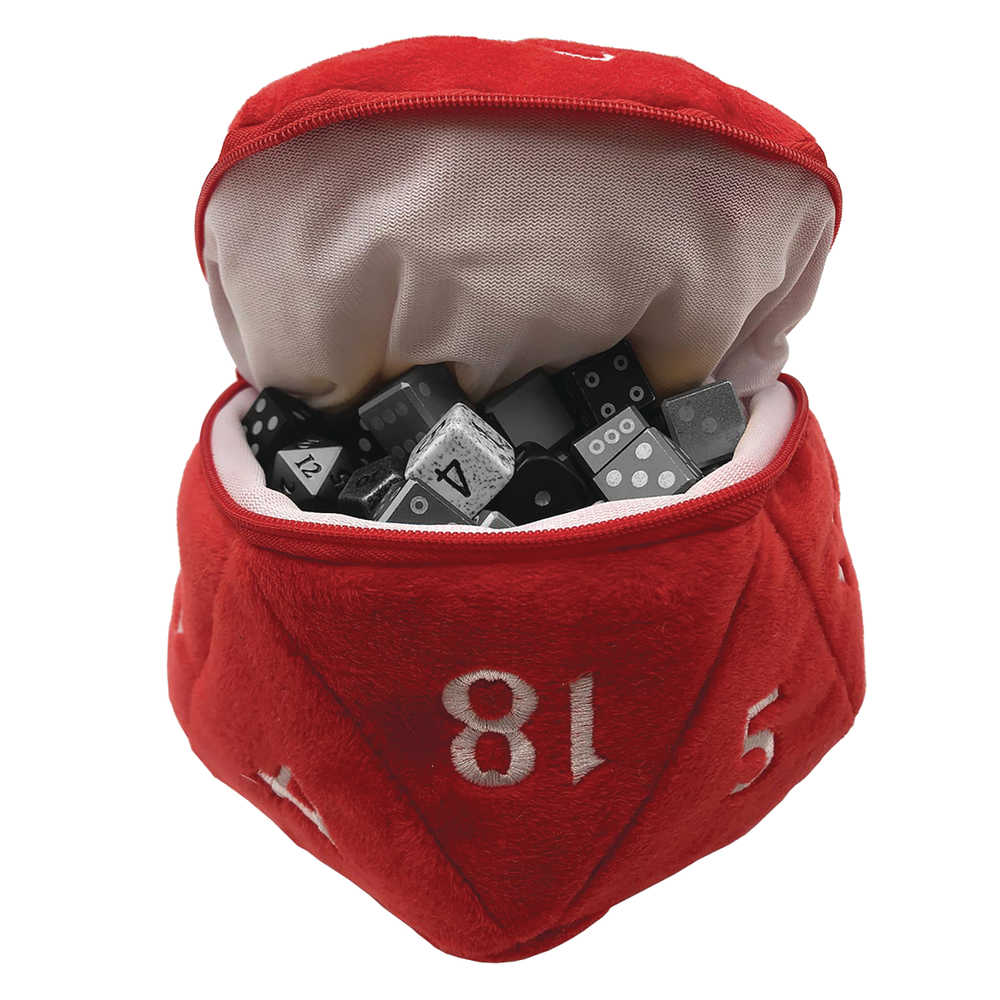 D20 Plush Dice Bag Red 