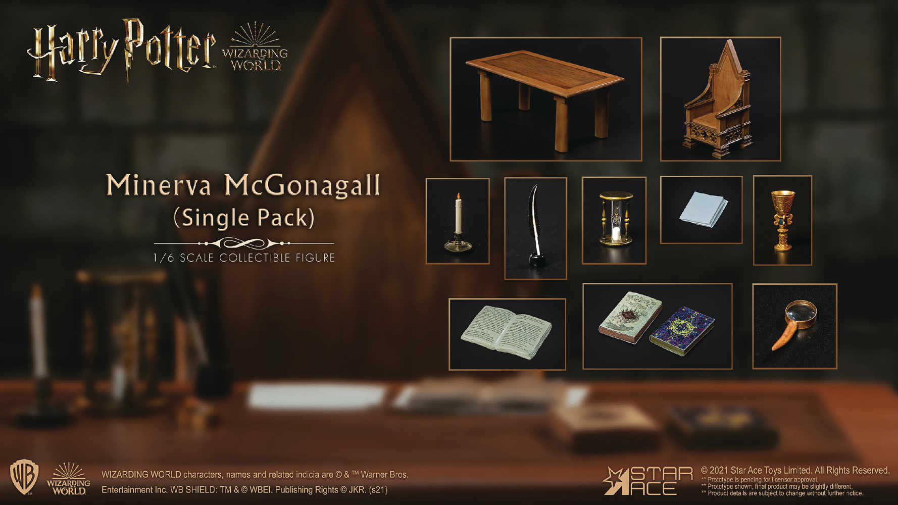 Hp & The Sorcerers Stone Mcgonagall Desk 1/6 Figure Accessory (