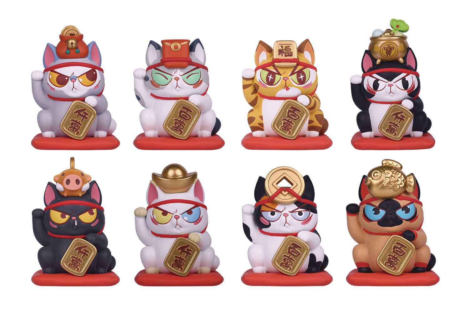 52 Toys Lucky Cat Fortune Series Vinyl 8 Pc Blind Mystery Box Display  