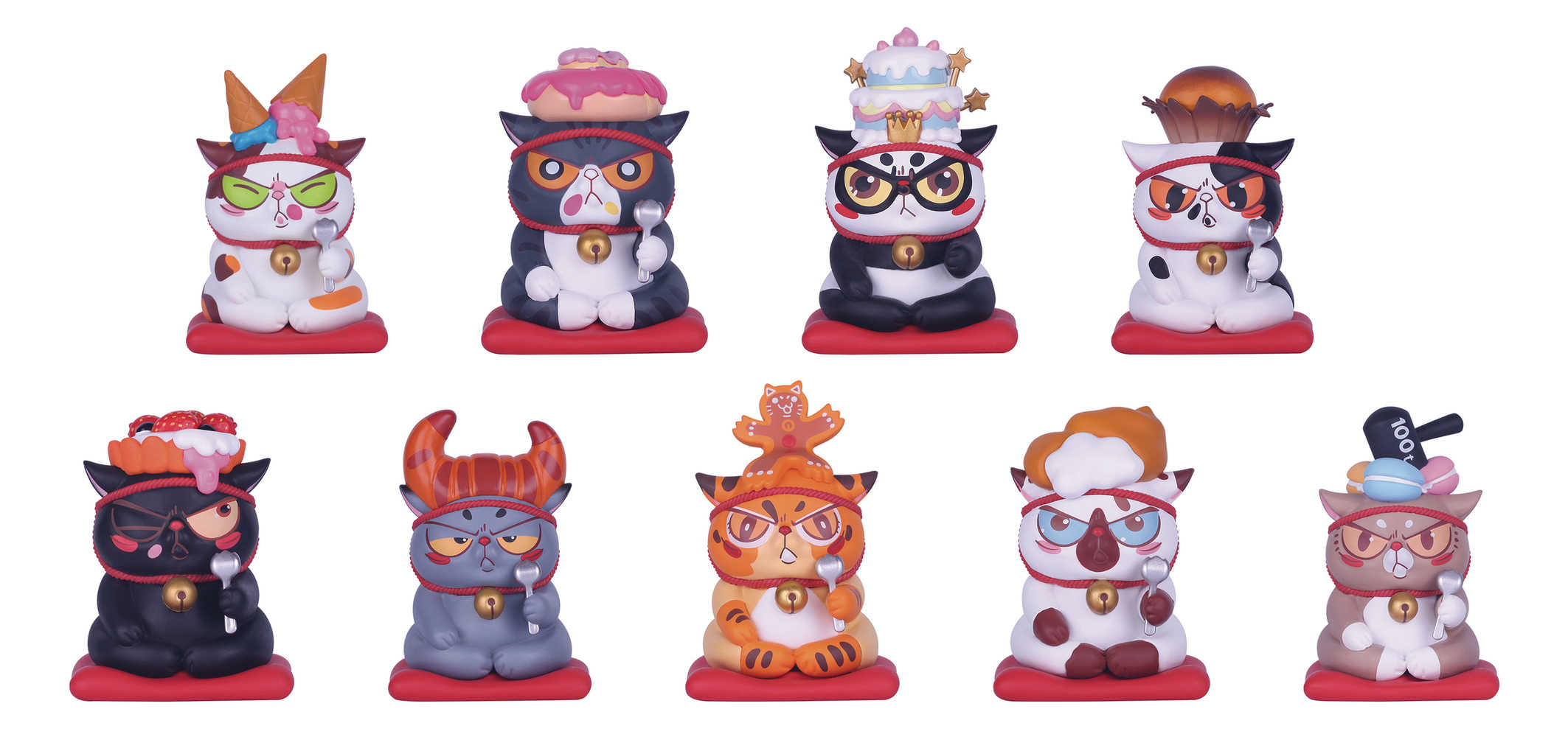 52 Toys Lucky Cat Desserts Series Vinyl 8 Pc Blind Mystery Box Display  