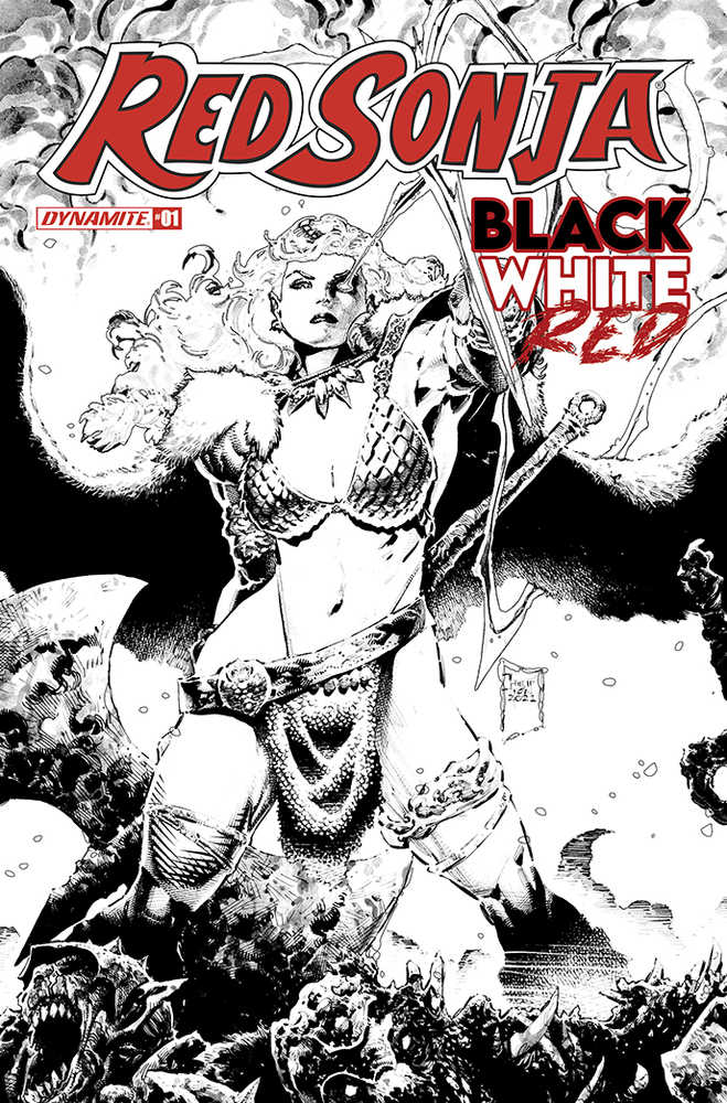 Red Sonja Black White Red #1 Cover E 10 Copy Variant Edition Tan Line Art