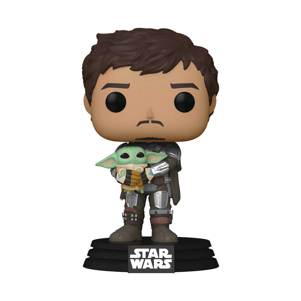 Pop Star Wars Mandalorian Mando Holding Child Vinyl Figure 