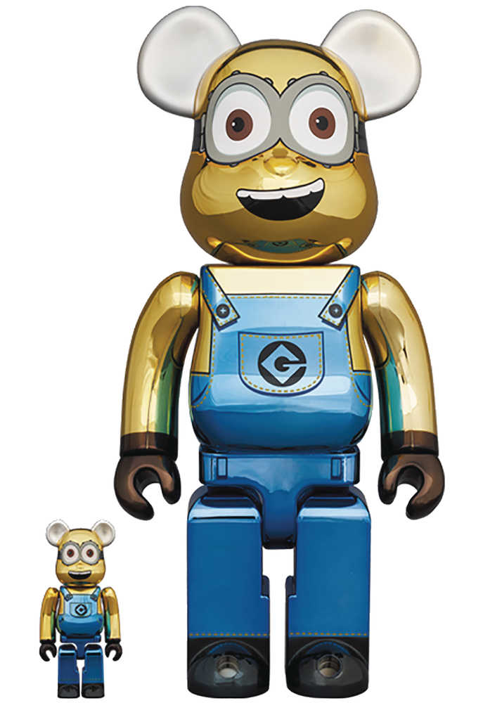 Minions Dave Chrome Ver 100% & 400% Bea 2 Pk 