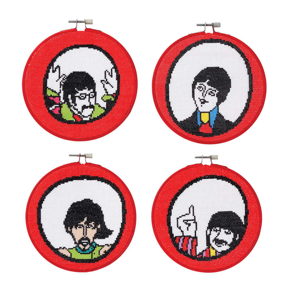 Beatles Cross Stitch Hoops #4 The Band Portholes 