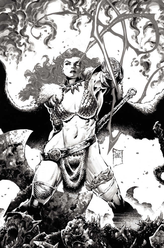 Red Sonja Black White Red #1 Cover Q 7 Copy Variant Edition Tan Black & White Virgi