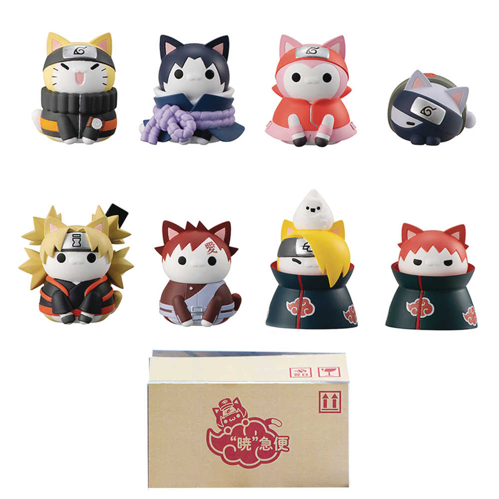 Naruto Nyaruto Battle W/Akatsuki Mini Figure 8 Pc Set W/Gift 