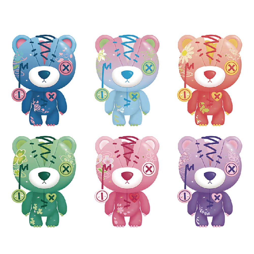 Joybrain Raggedy Teddy Flower Art Figure 6 Pc Blind Mystery Box Display 